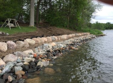 Boulder retaining wall shoreline restoration 2