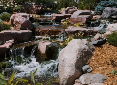 Boulder water fall and landscape