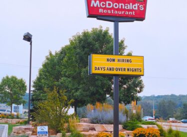 McDonalds naturalistic boulder landscaped yard