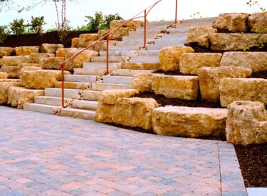 Stone steps and retaining walls