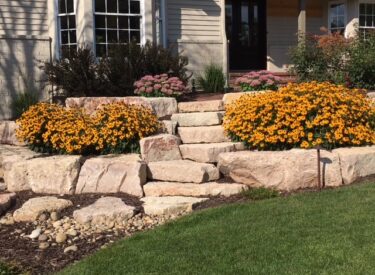 Natural stone boulder stairway