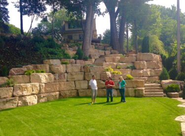 Boulder retaining wall