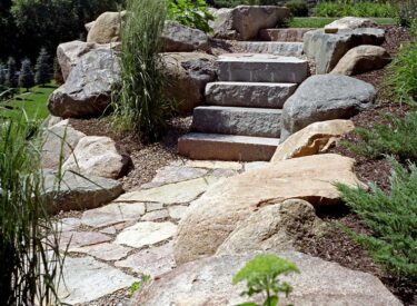 Boulder and stairs