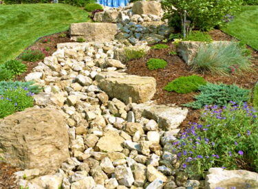 Large rock and boulder garden area 