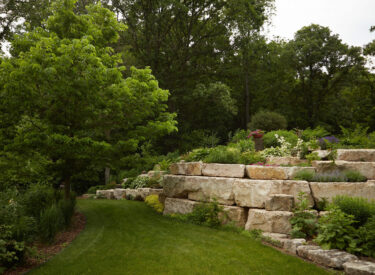 Landscape design using natural rock and boulders